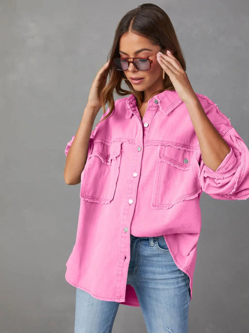 'Andrea' Lightweight Long Sleeve Denim Jacket - Celes Fashion